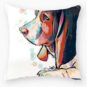 Bassett Hound Dog 18"x18" Decorative Throw Pillow Cover Case